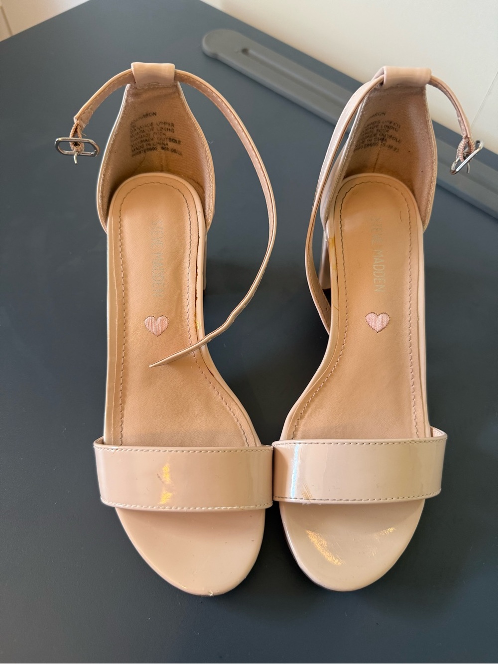 Blush Ankle-Strap Patent Sandals - Steve Madden, size 2